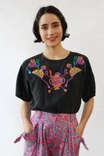 Tassel Embroidered Silk Tee S/M