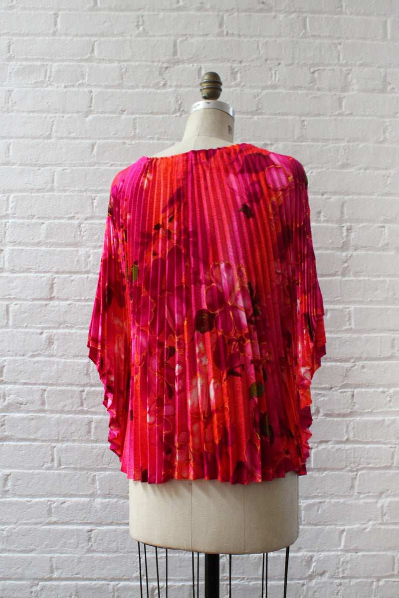 Neon Aloha Pleated Poncho OS