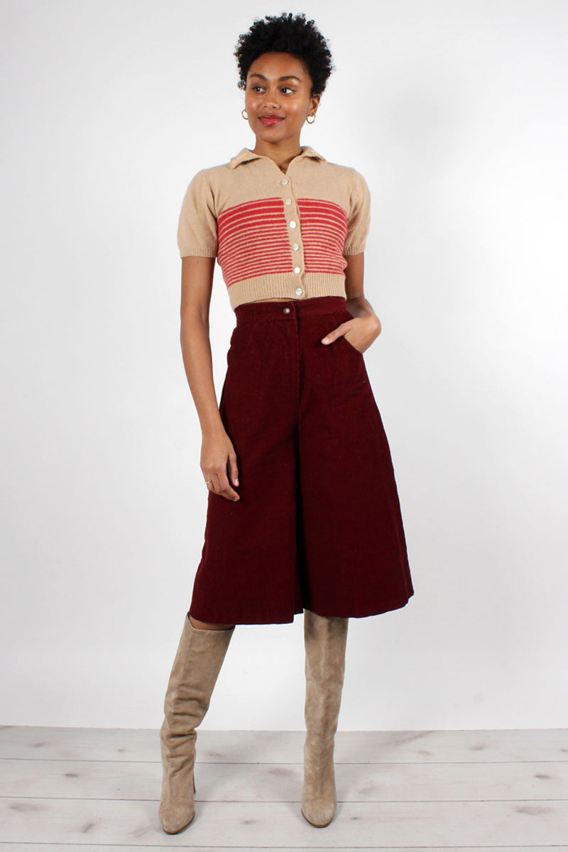 Burgundy Corduroy Culottes XS/S