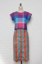 Madras Plaid Pocket Skirt M