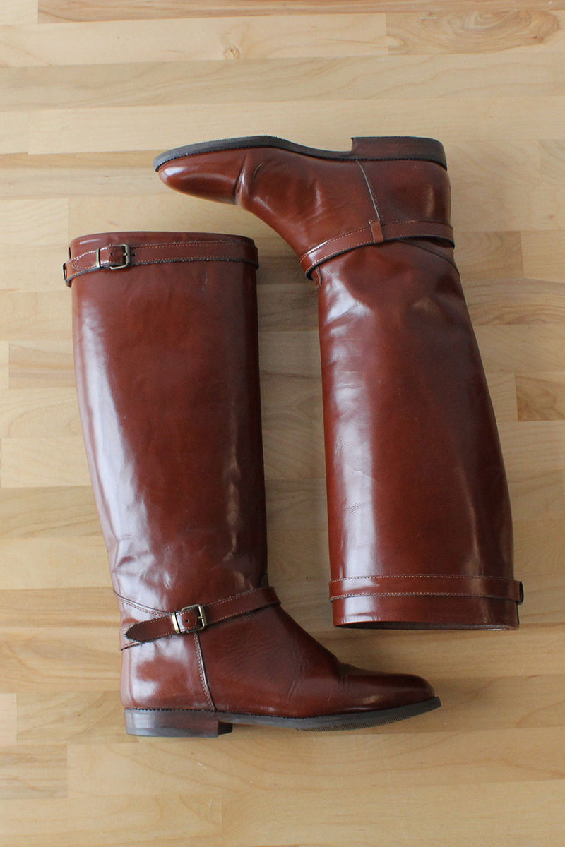 Chestnut Leather Tall Boots 6.5-7