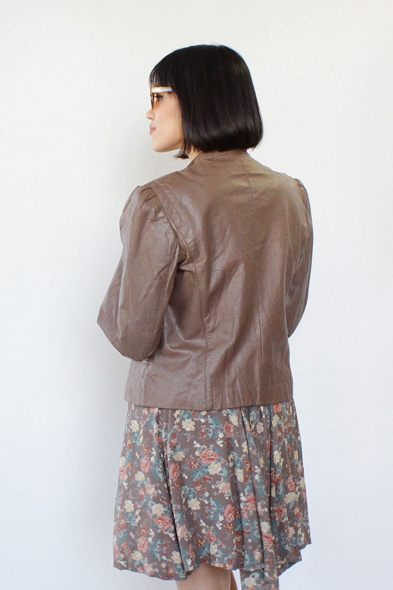 Sepia Leather Puff Jacket S/M
