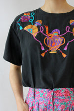 Tassel Embroidered Silk Tee S/M