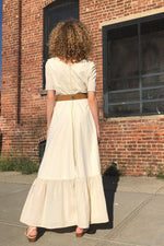 70s Ivory Cotton Tier Dress M