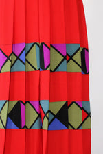 Pleated Border Print Skirt S/M
