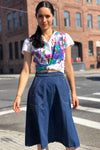 70s Denim Wrap Skirt XS/S