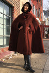 Russet Hooded Woolen Cape S-L