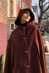 Russet Hooded Woolen Cape S-L