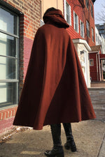 Russet Hooded Woolen Cape S-L