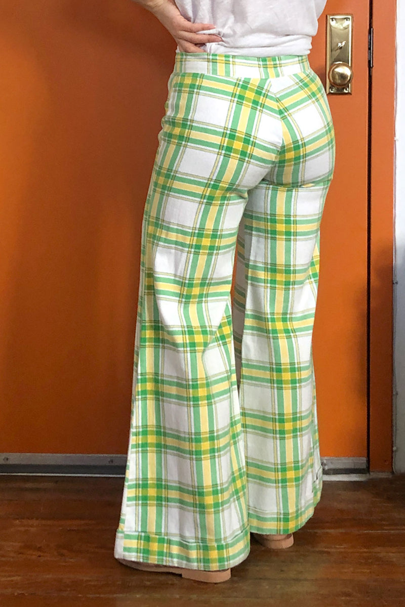 Lime Plaid Elephant Bells S/M