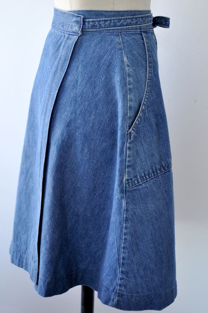 Denim wrap skirt elastic clearance