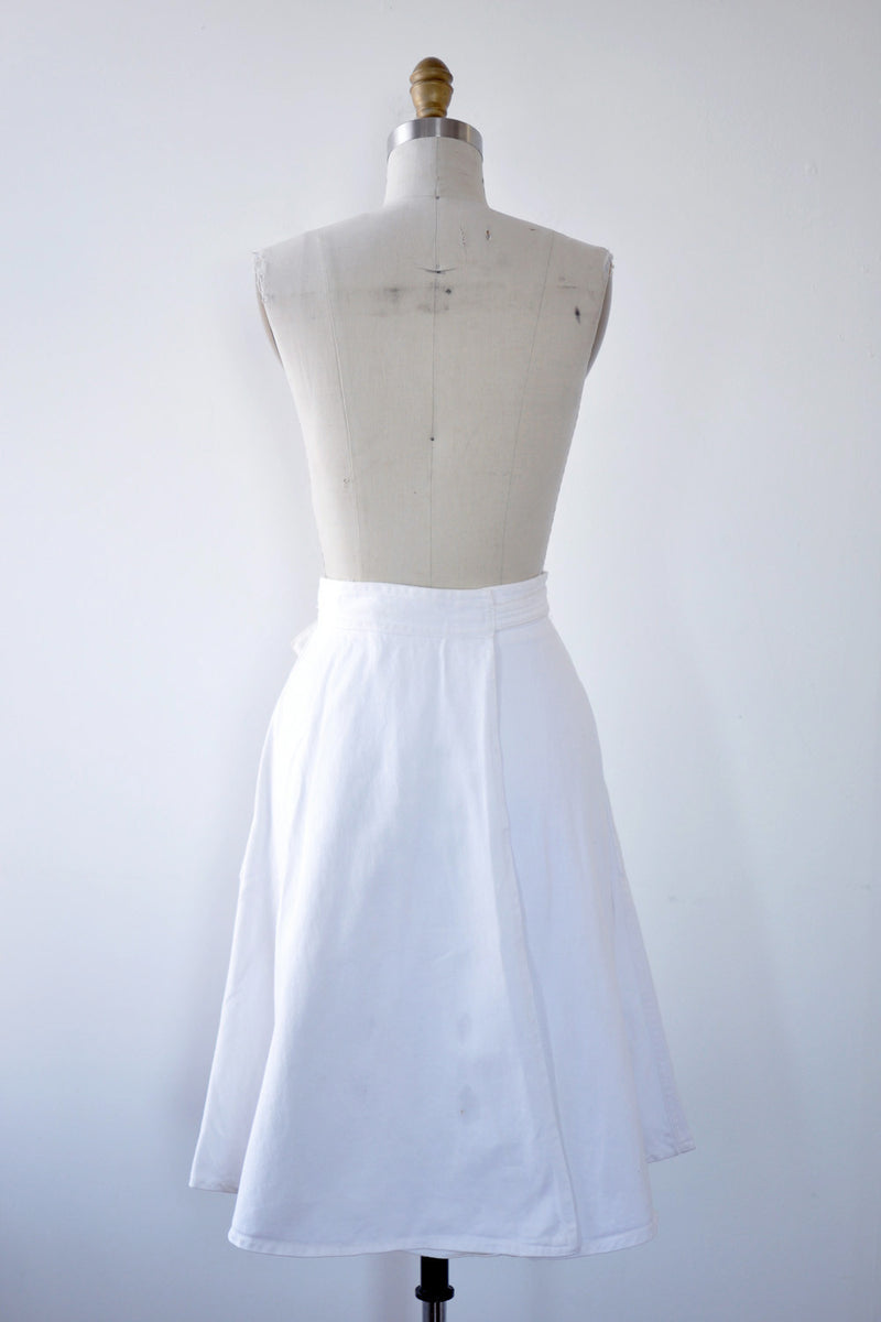 White Denim Wrap Skirt XS