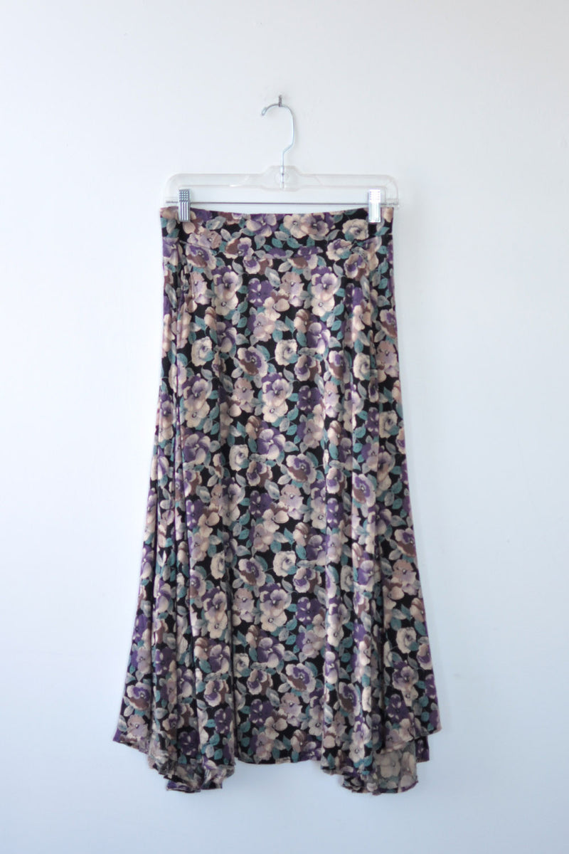 Violet Pansy Print Skirt M