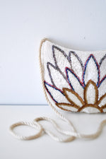 White Beaded Peacock Purse