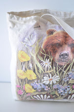 Bear in Flora Canvas Tote