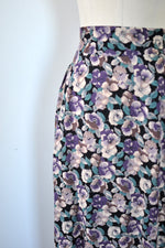 Violet Pansy Print Skirt M