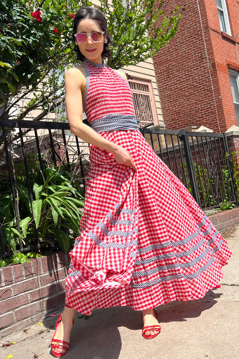 Gingham Full Sweep Maxi Dress XS/S