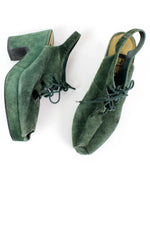 Green Suede Lace Up Platforms 7.5