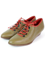 Olive & Red Leather Oxfords 7.5