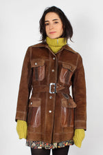 Reversible Bark Leather Belted Jacket S