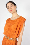 Japanese Orange Pleated Dress M-XL