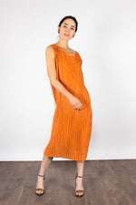 Japanese Orange Pleated Dress M-XL