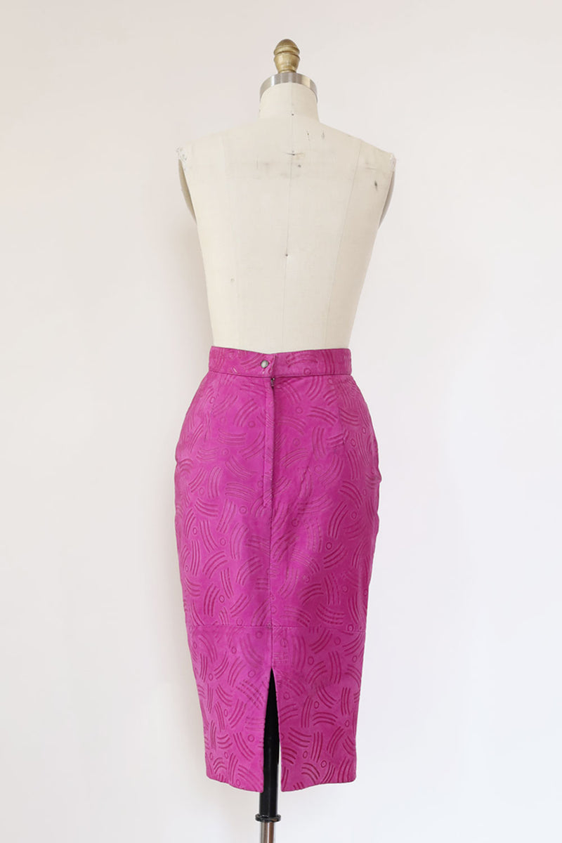Fuchsia Textured Leather Skirt XS/S