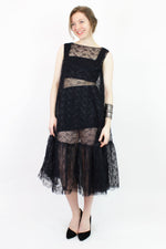 black lace trapeze dress